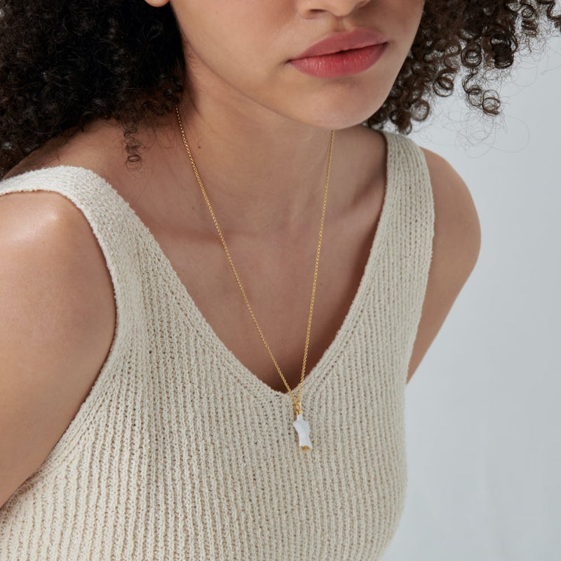 Buddy ダブル ハンドル ホワイト エポキシー ネックレス / BUDDY DOUBLE HANDLE WHITE NECKLACE