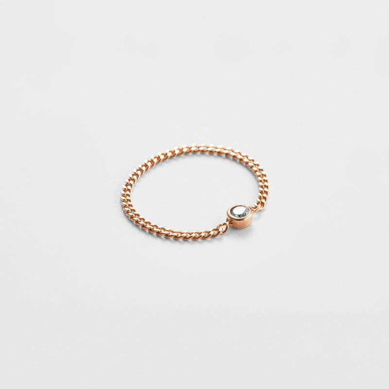 K14 ローズ ゴールド クラシック ラフ ダイヤモンド チェーン リング / 14K Rose Gold Classic Rough Diamond Chain Ring