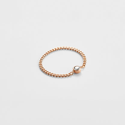 K14 ローズ ゴールド クラシック ラフ ダイヤモンド チェーン リング / 14K Rose Gold Classic Rough Diamond Chain Ring