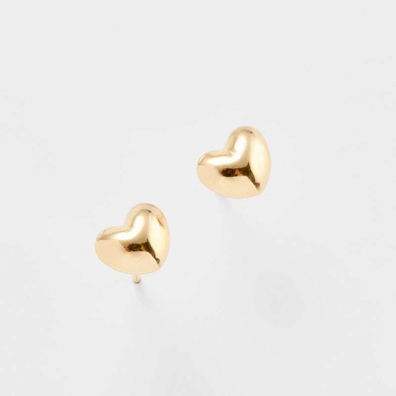 K14 イエロー ゴールド ボリューム ハート ピアス / 14K Yellow Gold Volume Heart Earrings