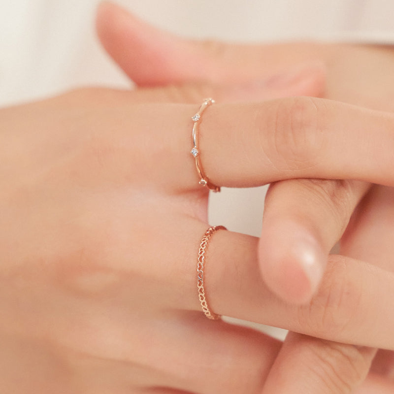 シルバー レイヤード ロマンチック クラウン 細い リング / Silver Layered Romantic Crown Thin Ring