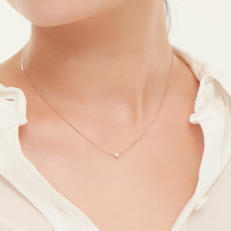 シルバー プロング 細い チェーン ネックレス / Silver Prong Thin Chain Necklace