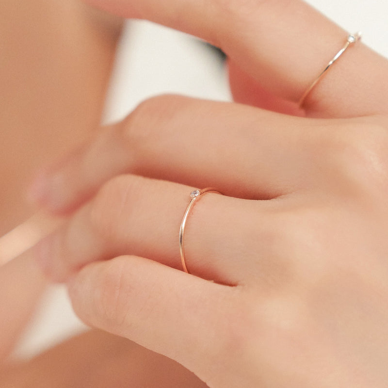 シルバー レイヤード ワンポイント 細い リング / Silver Layered One Point Thin Ring