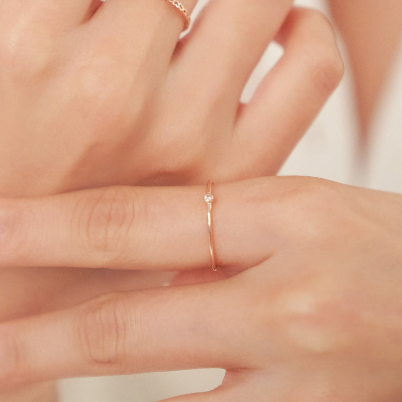 シルバー レイヤード ワンポイント 細い リング / Silver Layered One Point Thin Ring