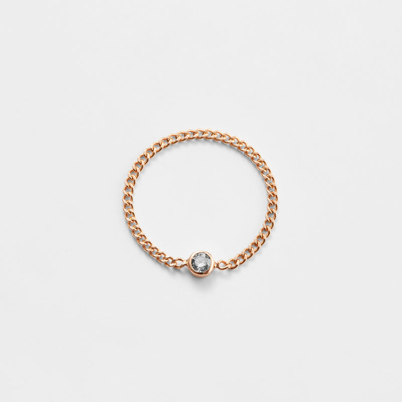 K14 ローズ ゴールド クラシック ラフ ダイヤモンド チェーン リング / 14K Rose Gold Classic Rough Diamond Chain Ring