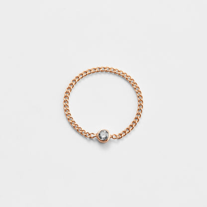 K14 ローズ ゴールド クラシック ラフ ダイヤモンド チェーン リング / 14K Rose Gold Classic Rough Diamond Chain Ring