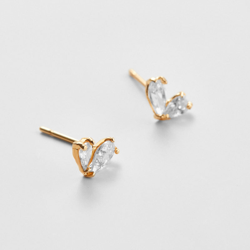 K14 イエロー ゴール ド ハート ストーン ピアス / 14K Yellow Gold Heart Stone Earrings