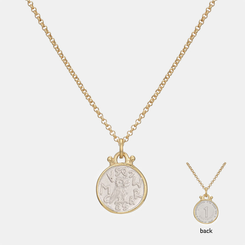 RE-CO'DE ダブル オウル スモール コイン ネックレス：シルバー / RE-CO'DE DOUBLE OWL SMALL COIN NECKLACE - SILVER