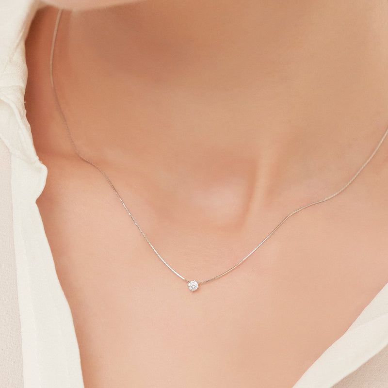 シルバー プロング 細い チェーン ネックレス / Silver Prong Thin Chain Necklace