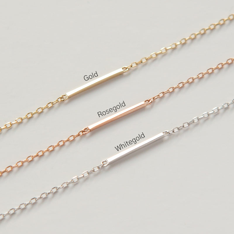 K14 ゴールド バゲット スリム スティック バー ネックレス / 14K Gold Baguette Slim Stick Bar Necklace