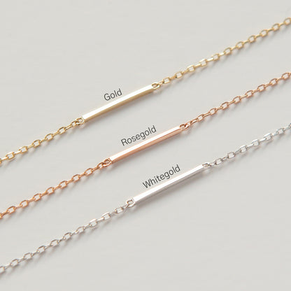 K14 ゴールド バゲット スリム スティック バー ネックレス / 14K Gold Baguette Slim Stick Bar Necklace