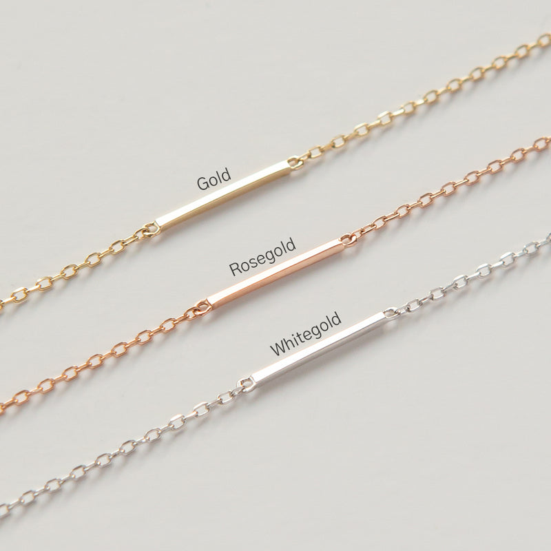 K14 ゴールド バゲット スリム スティック バー ネックレス / 14K Gold Baguette Slim Stick Bar Necklace