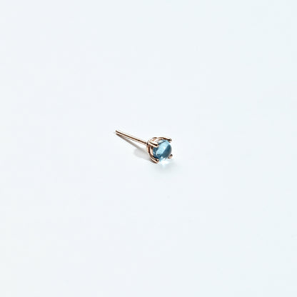 K14 ナチュラル ブルー トパーズ ピアス [シングル] / 14K Natural Blue Topaz Earring [Single]