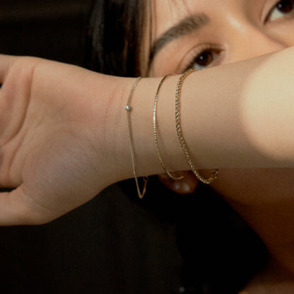 K14 ハーフ チェーン スリム ブレスレット / 14K Half Chain Slim Bracelet