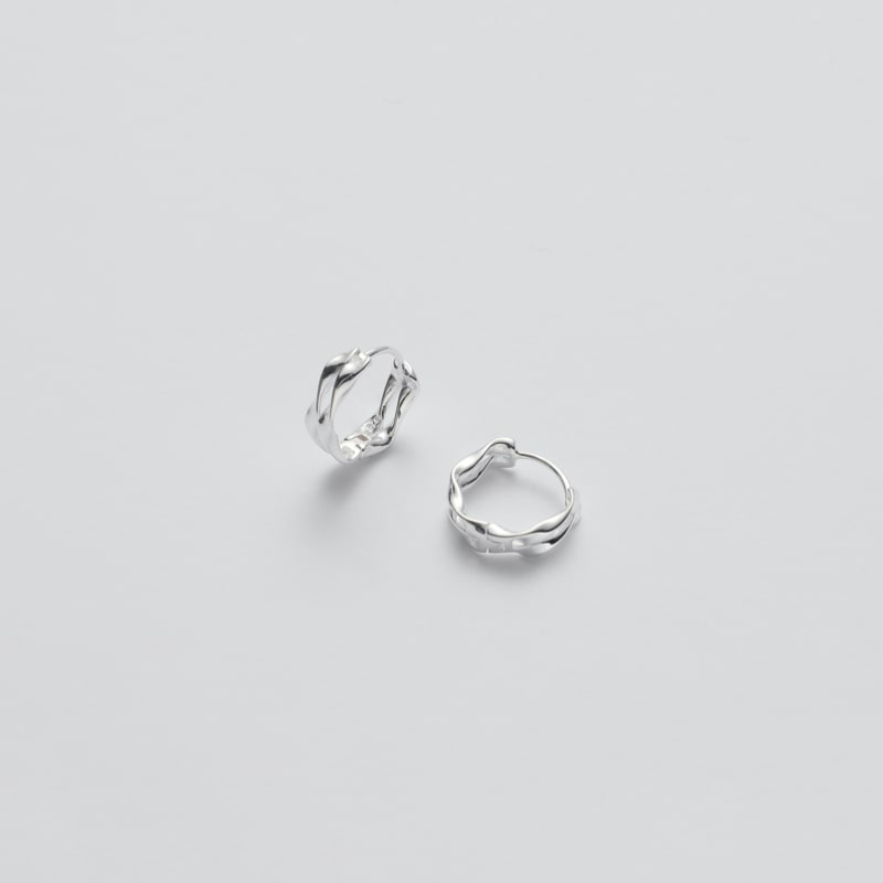 シルバー 2ライン ツイスト ワンタッチ ピアス / Silver Two Line Twist One Touch Earrings