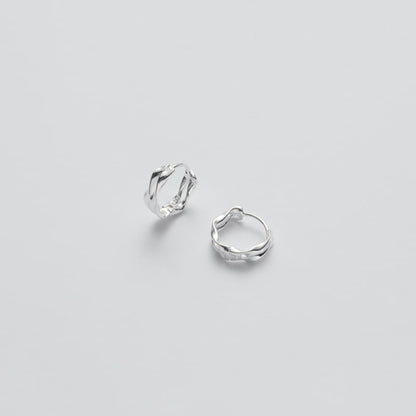 シルバー 2ライン ツイスト ワンタッチ ピアス / Silver Two Line Twist One Touch Earrings