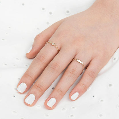 K14 ローズ ゴールド クラシック ラフ ダイヤモンド チェーン リング / 14K Rose Gold Classic Rough Diamond Chain Ring