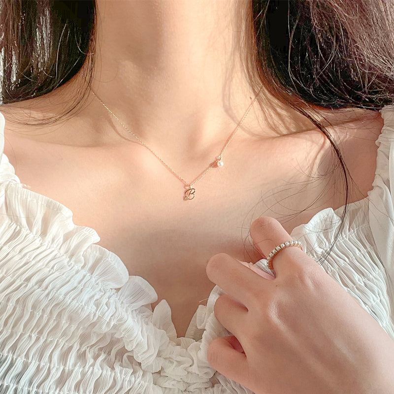 K14 パール レタリング ムード ネックレス / 14K Pearl Lettering Mood Necklace