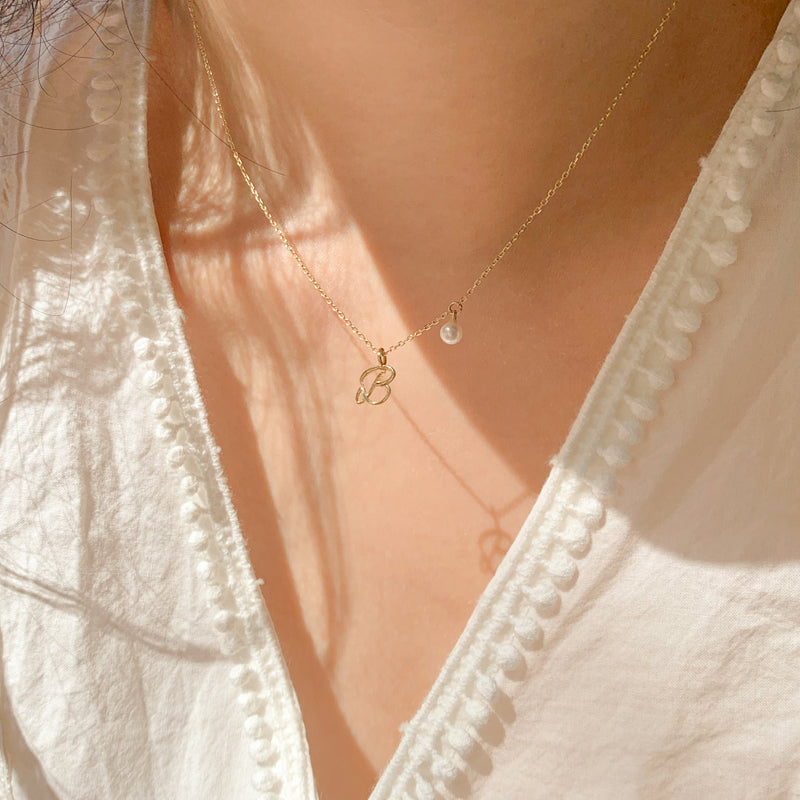 K14 パール レタリング ムード ネックレス / 14K Pearl Lettering Mood Necklace