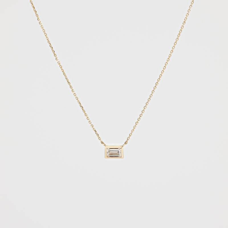 K14 エッジ スクエア バゲット ストーン ネックレス / 14K Edge Square Baguette Stone Necklace