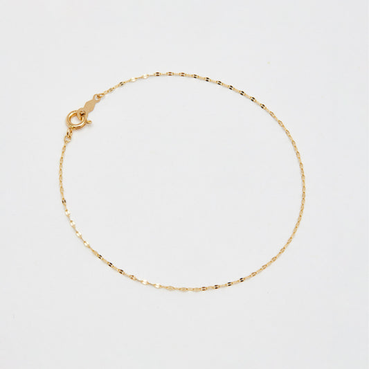 K14 イエロー ゴールド ベーシック レイヤード ブリング チェーン ブレスレット / 14K Yellow Gold Basic Layered Bling Chain Bracelet