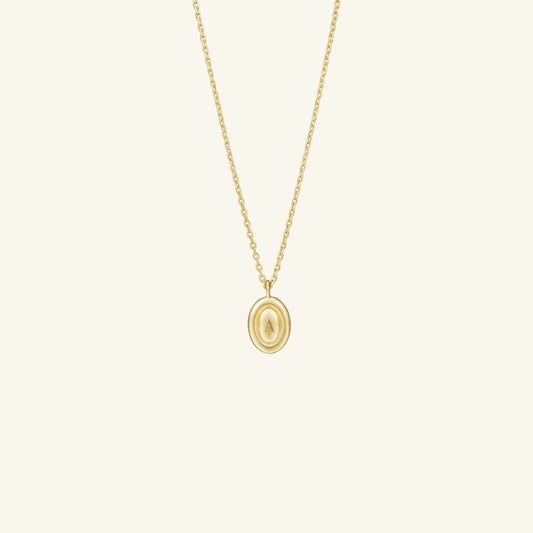 K14 ボリューム オーヴァル イニシャル ネックレス / 14K Volume Oval Initial Necklace