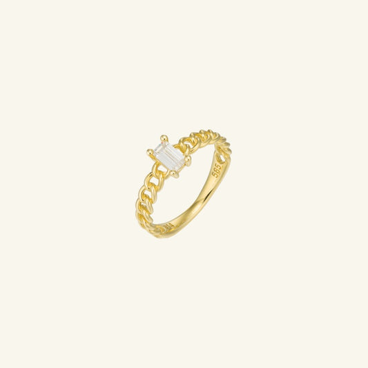 K14 バゲット シルエット リンク リング / 14K Baguette Silhouette Link Ring