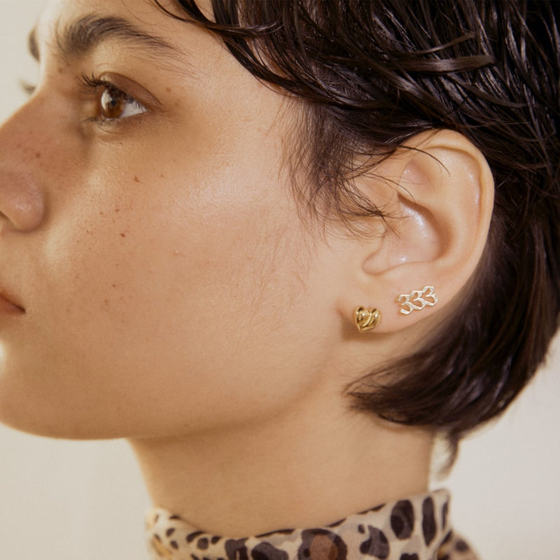 he:art フラット トリプル ピアス：333 [シングル] / he:art Flat Triple Single Earring - 333