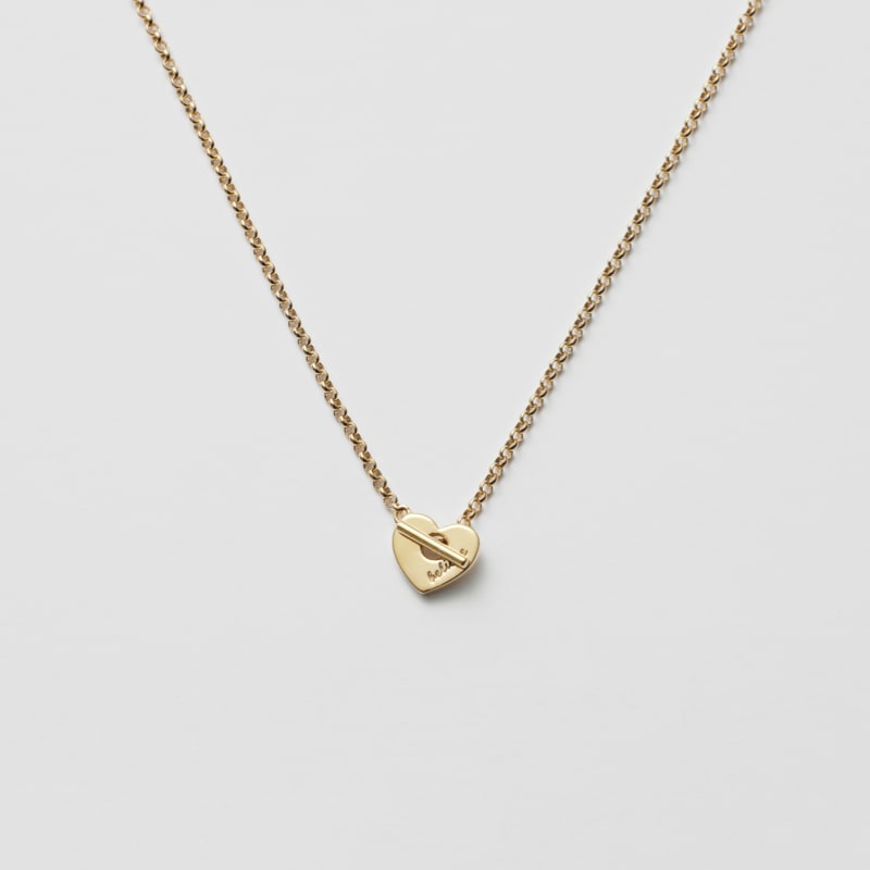 シルバー フラット ハート トグル バー ネックレス / Silver Flat Heart Toggle Bar Necklace