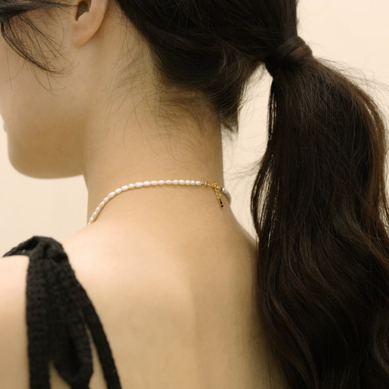 シルバー 淡水パール ビーズ ネックレス / Silve Freshwater Pearl Beads Necklace