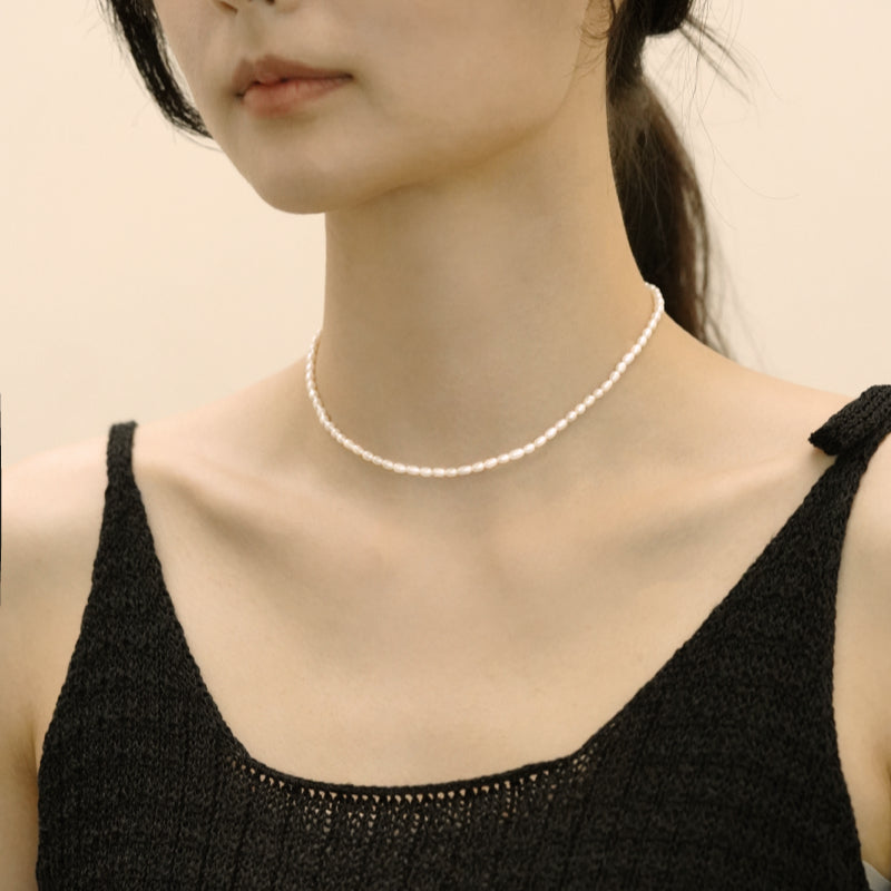 【11/9-11/20 50% クーポン】 シルバー パール ビーズ ネックレス / Silver Pearl Beads Necklace