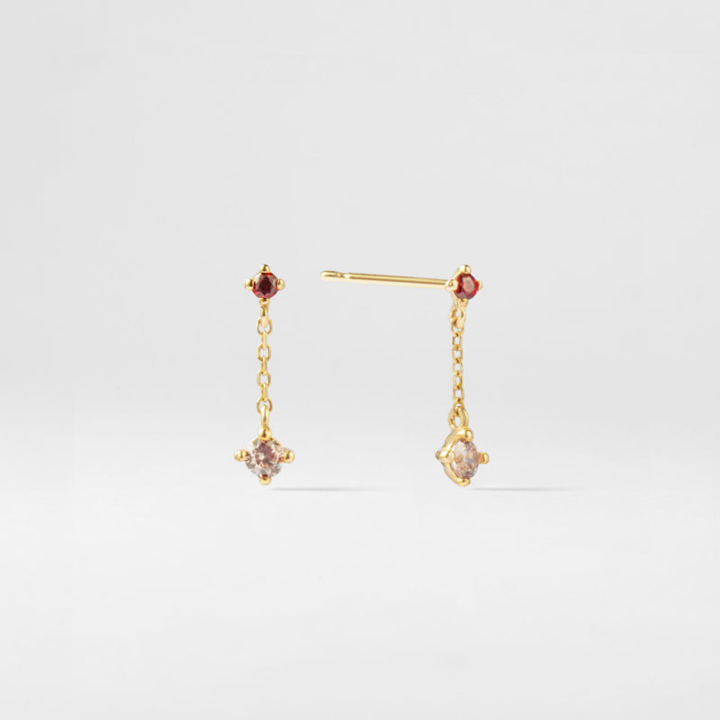 【CLEARANCE LAST SALE】 K14 ガーネット ブラウン ミニ ドロップ ピアス / 14K Garnet Brown Mini  Drop Earrings