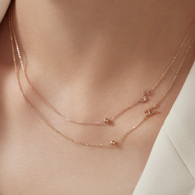 K14 イニシャル シンプル ボール ネックレス / 14K Initial Simple 