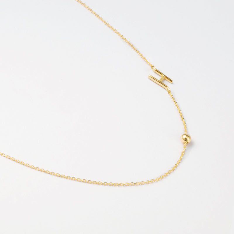 K14 イニシャル シンプル ボール ネックレス / 14K Initial Simple Ball Necklace | アモンズ