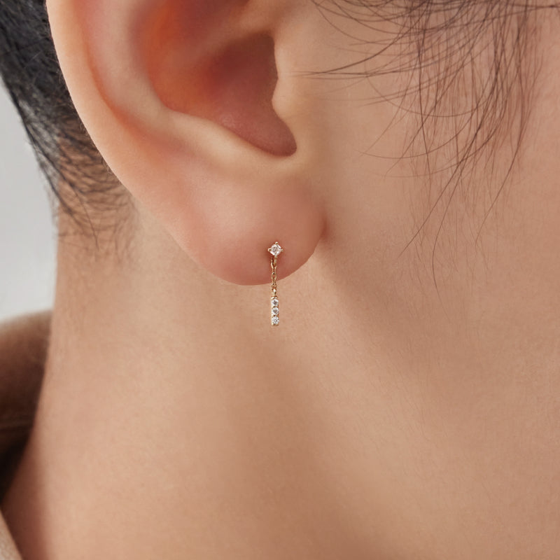 K14 ホワイト ミニ ドロップ ピアス / 14K White Mini Drop Earrings