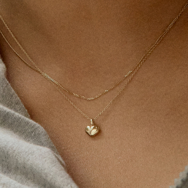 K14 ナチュラル ハート ソリッド ネックレス / 14K Natural Heart Solid Necklace