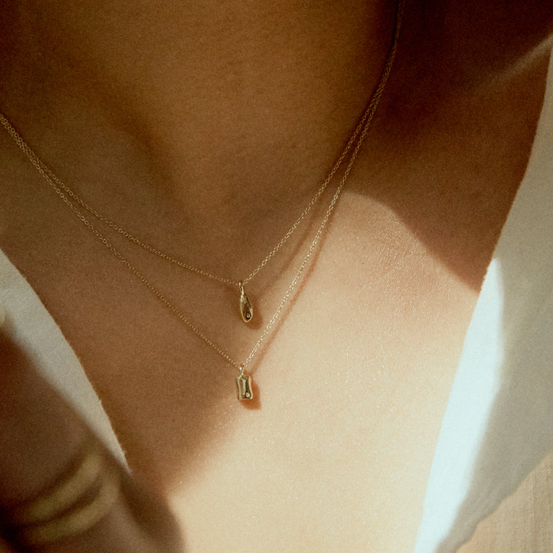K14 ナチュラル スクエア ソリッド ネックレス / 14K Natural Square Solid Necklace