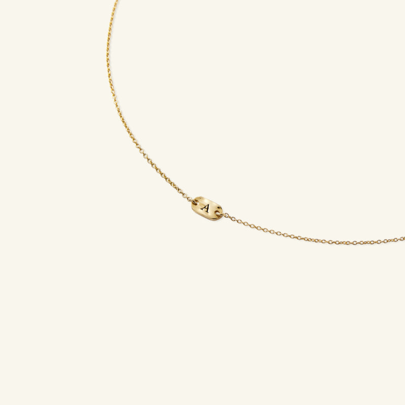 K14 テクスチャー バー 2WAY イニシャル ネックレス / 14K Textured Bar Two Way Initial Necklace