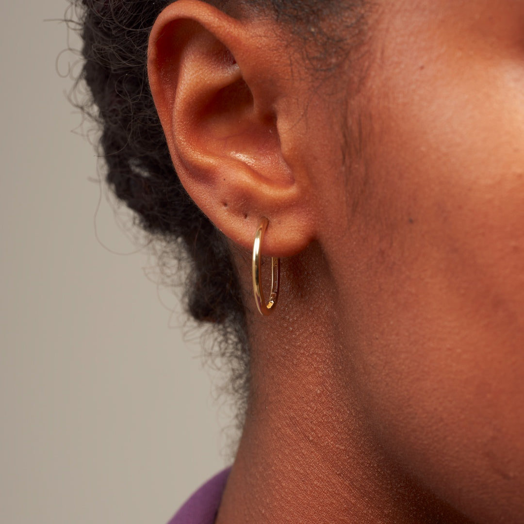 K14 ベーシック シンプル フープ ピアス / 14K Basic Simple Hoop Earrings