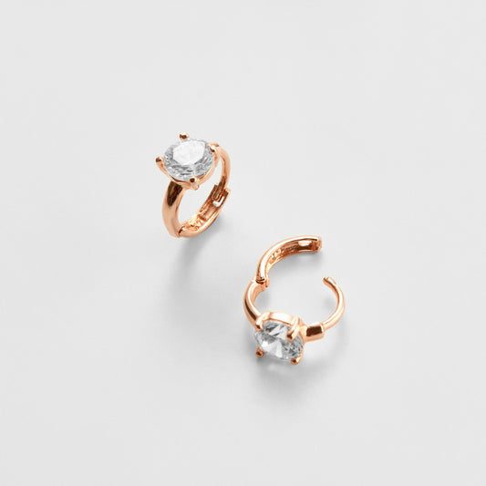 K14 ローズ ゴールド スリム ストーン ワンタッチ ピアス [シングル] / 14K Rose Gold Slim Stone One Touch Earring [Single]