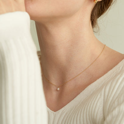 K14 アコヤ パール ダンガル ネックレス / 14K Akoya Pearl Dangled Necklace