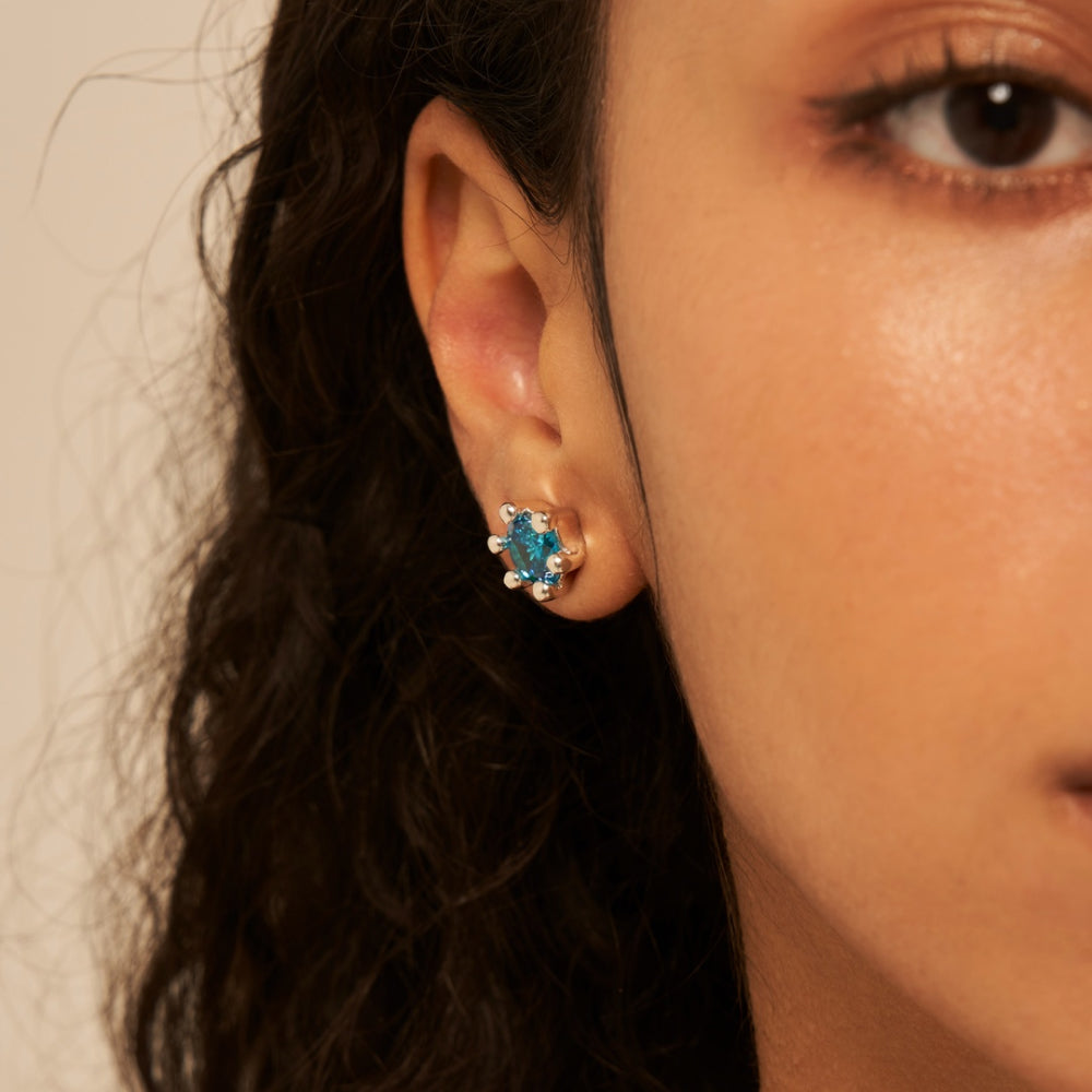 マッシュルーム ピアス：ブルー 81 / mushroom earrings (Blue 81)