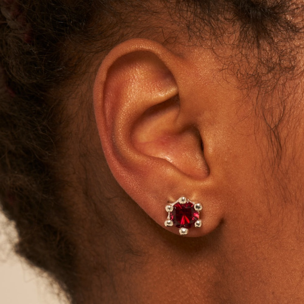 マッシュルーム ピアス：ルビー / mushroom earrings (Ruby)