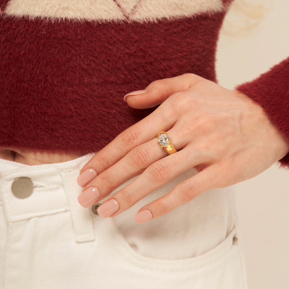 マッシュルーム リング：ゴールド & ホワイト / mushroom ring (Gold & White)