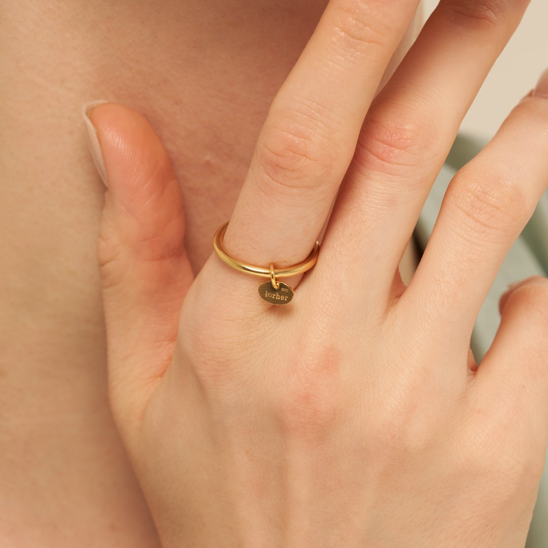 ロールハー タグ リング：ゴールド / lorher tag Ring (Gold)