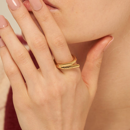 Shape6 スプリット アルファ シルバー リング：イエロー / SHAPE6 SPLIT ALPHA SILVER RING - YELLOW
