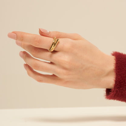 Shape6 スプリット アルファ シルバー リング：イエロー / SHAPE6 SPLIT ALPHA SILVER RING - YELLOW