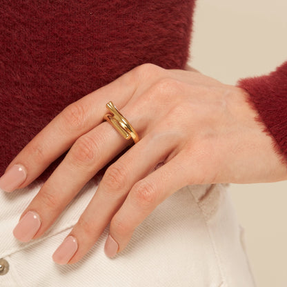 Shape6 スプリット アルファ シルバー リング：イエロー / SHAPE6 SPLIT ALPHA SILVER RING - YELLOW