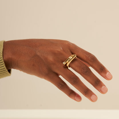 Shape6 スプリット アルファ シルバー リング：イエロー / SHAPE6 SPLIT ALPHA SILVER RING - YELLOW