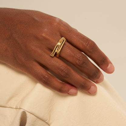 Shape6 スプリット アルファ シルバー リング：イエロー / SHAPE6 SPLIT ALPHA SILVER RING - YELLOW
